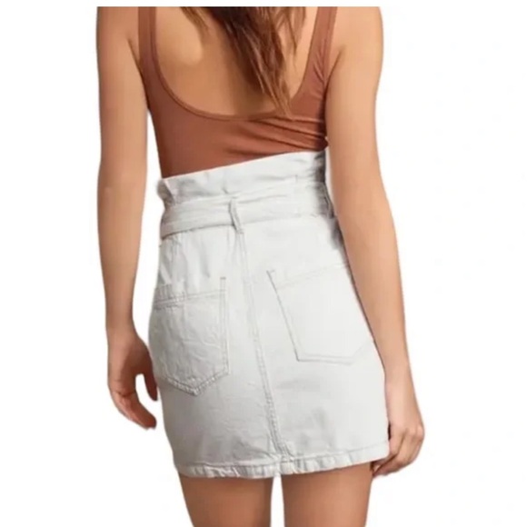 Free People Splendor in the Grass Oatmeal Denim Bow Detail Tie Mini size 6 - Picture 2 of 7